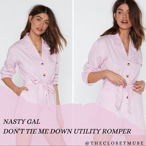 NastyGal Pink Utility Romper Size 8 NWT